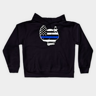 Thin Blue Line Turkey Thanksgiving Kids Hoodie